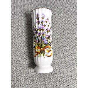 Flambro ‎ Bone China Mini Vase Sweet Lavender  Augustus Rache 1988 Signed.5" T